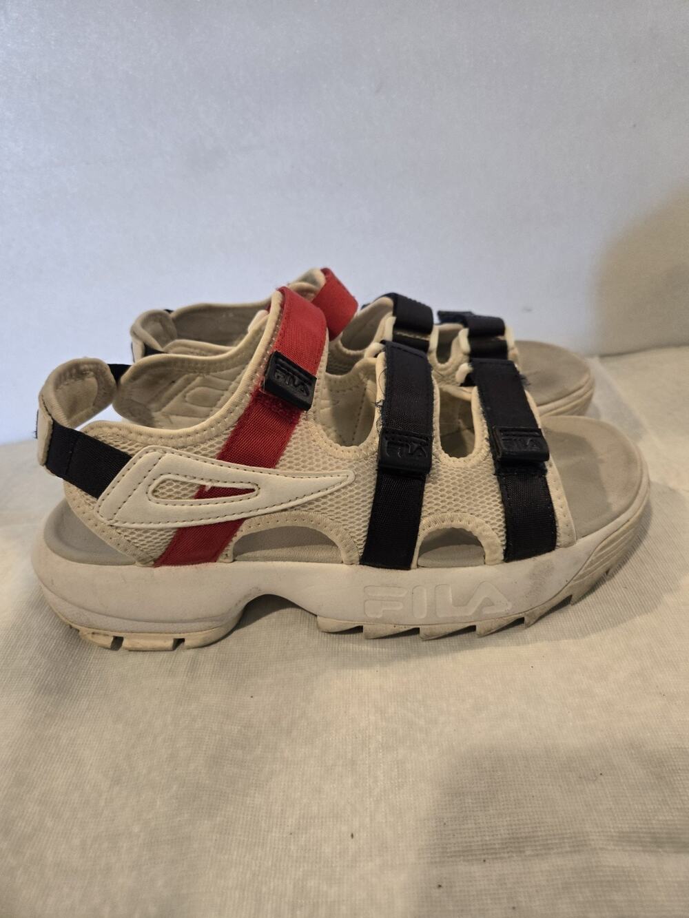 Fila Disruptor Sandals Women's Sz 9 Strappy Chunky Platform White Navy Red